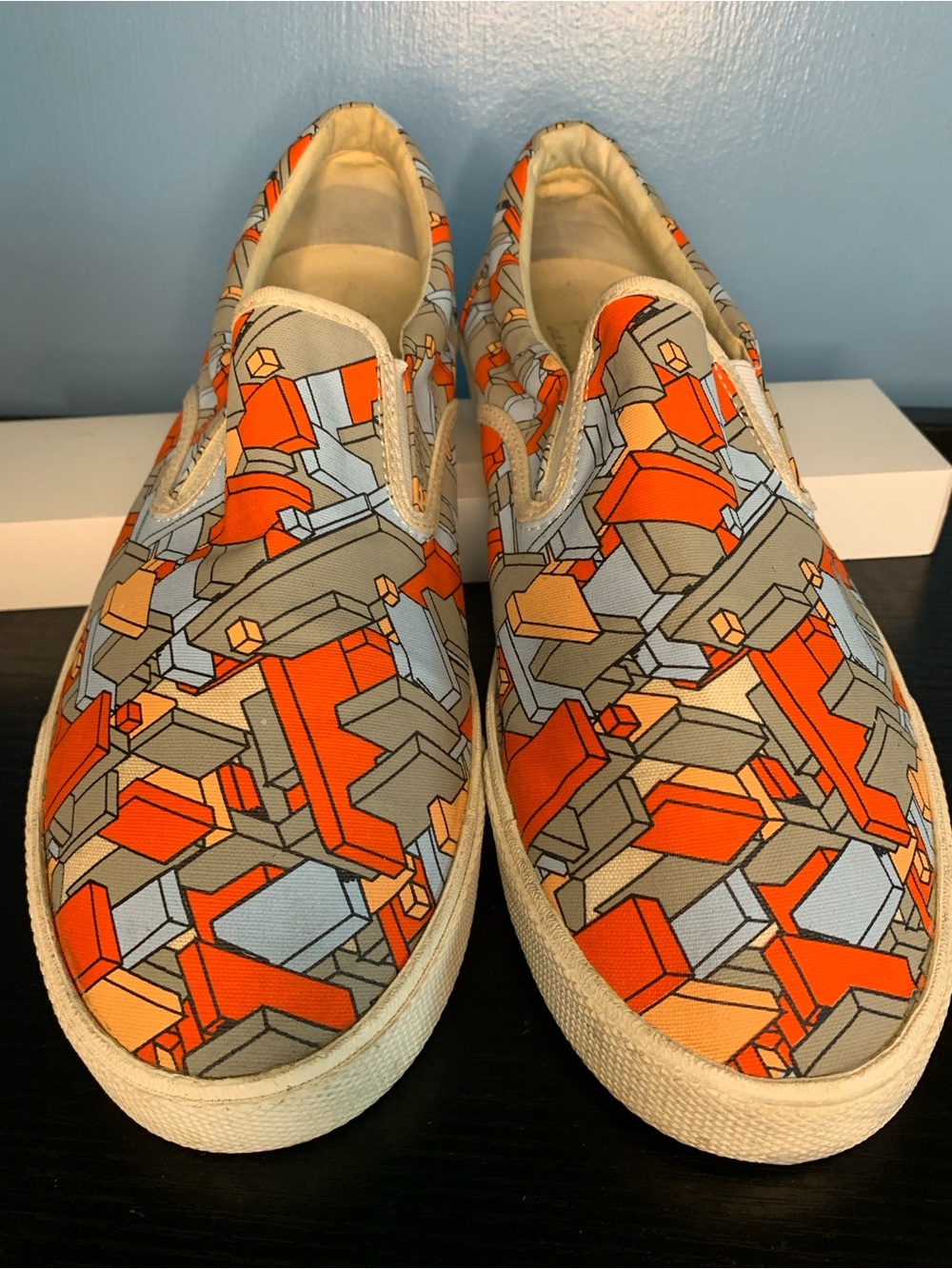 Bucket Feet Men's Slip-On Loafers in Orange, Gray, Light Blue